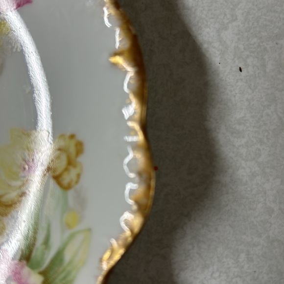 VTG Limoges France Elite Works Dish Pink Floral and Gold Trim - Picture 5 of 8